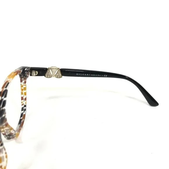 Bvlgari Eyeglasses Frames 4118-B 5377 Black Yellow Gray Striped 52-17-135 - Picture 7 of 11